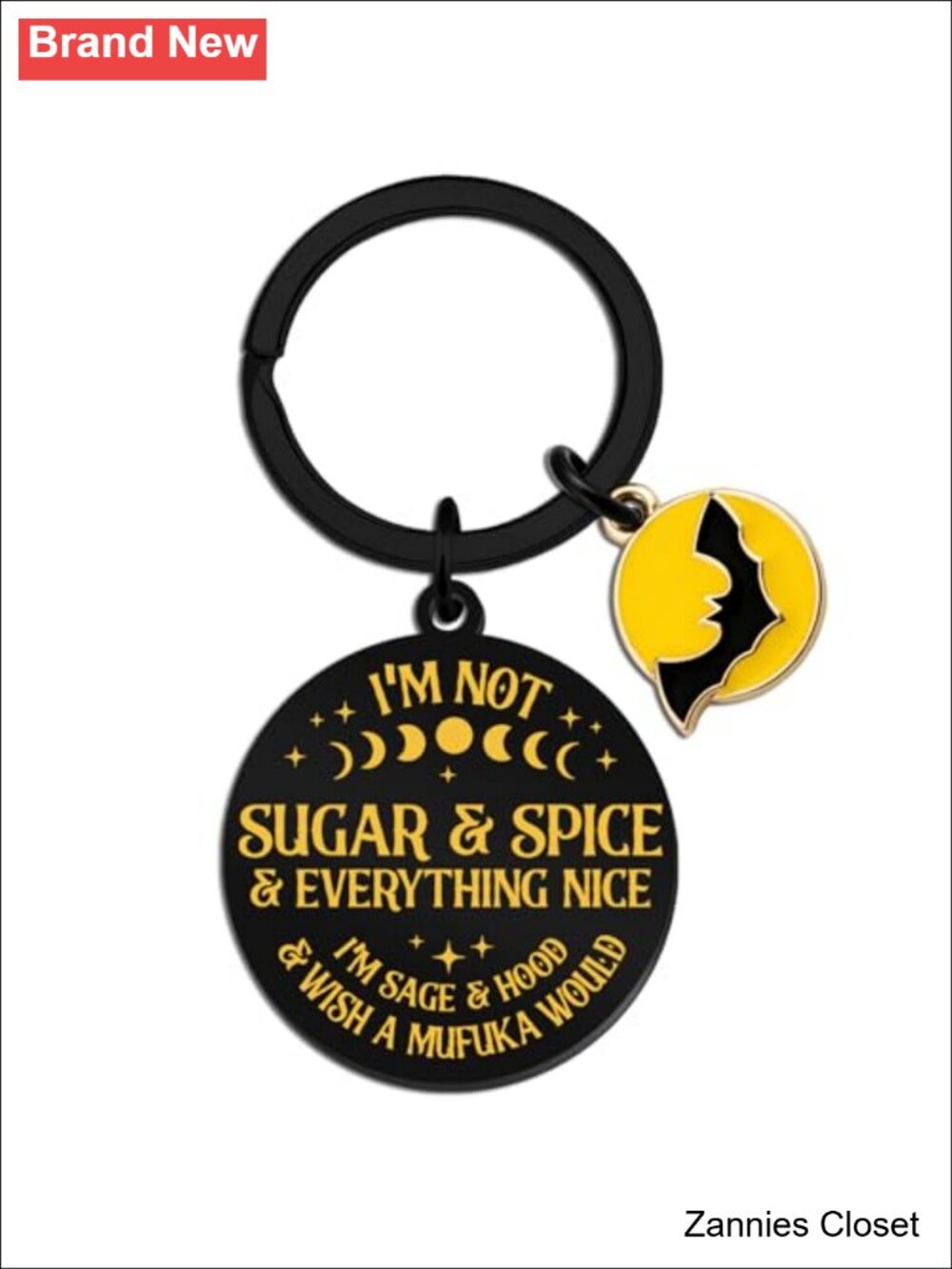 👻 Witchy Halloween Keychain Bat Moon Stainless Steel Spooky Gift for Women